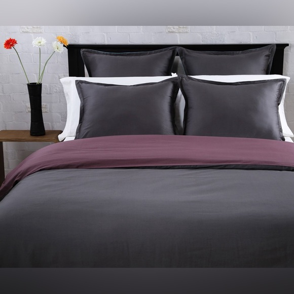 JS Affluence Queen Duvet Cover + 2 Shams Set Turquoise Mocha 100% Cotton Sateen - Picture 14 of 16